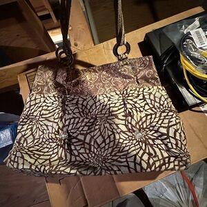 La Pomme Brown and Cream Patterned Bag
